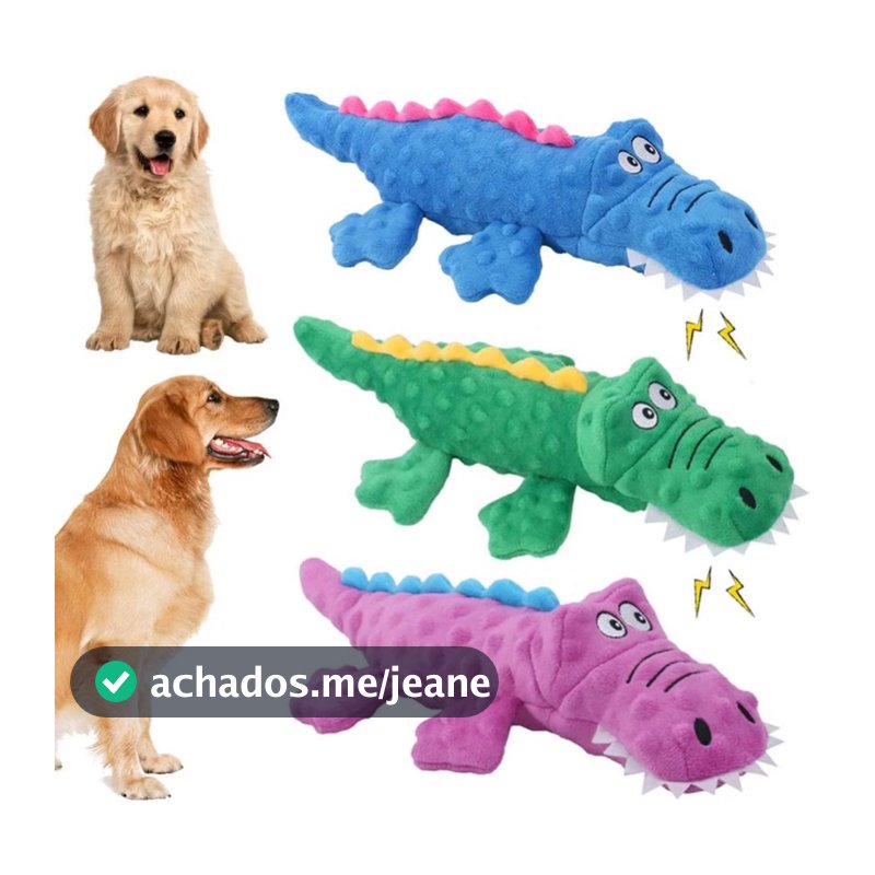 Pelucia Brinquedo Para Cães Jacaré Com Apito
