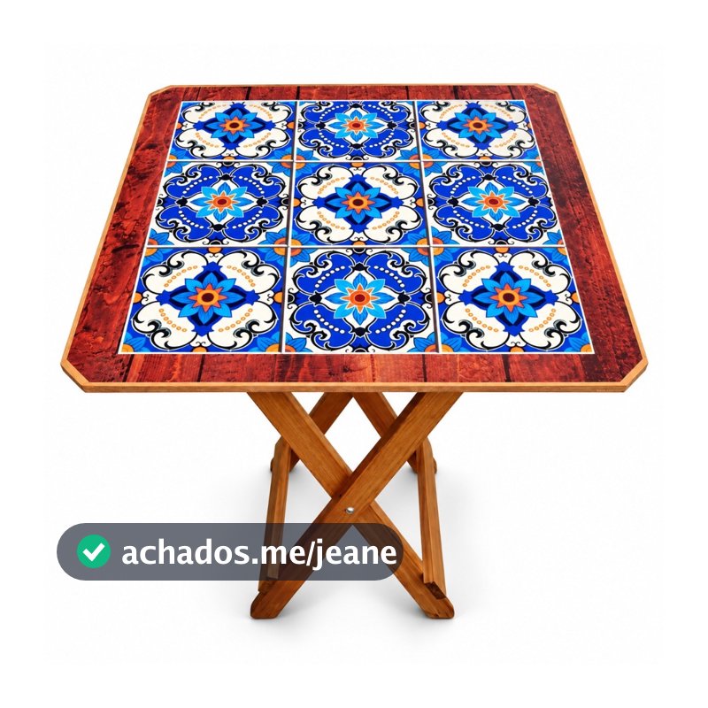 Mesa Dobravel Madeira Azulejo Português Adesivada Bistrô