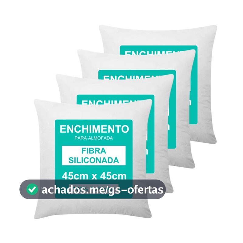 Kit 4 Enchimento Almofada Refil 45x45 Fibra Siliconada Anti Alérgico Lavável Silicone Extra Macio
