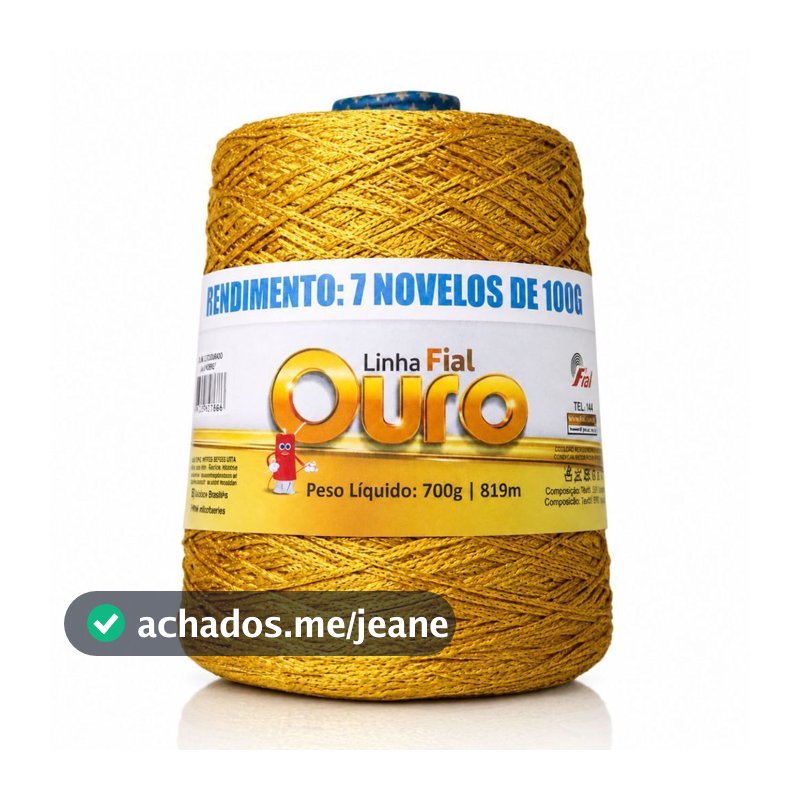 Linha Fial Ouro 819m/700g - Dourado , Tricô, Crochê, Artesanato LANÇAMENTO