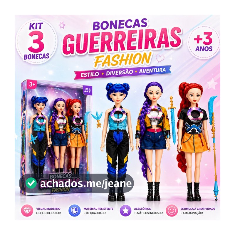 3 Bonecas K-Pop Guerreiras Articuladas Com Som Musical 30cm Acessórios Rumi Mira e Zoey  HUNTR/X