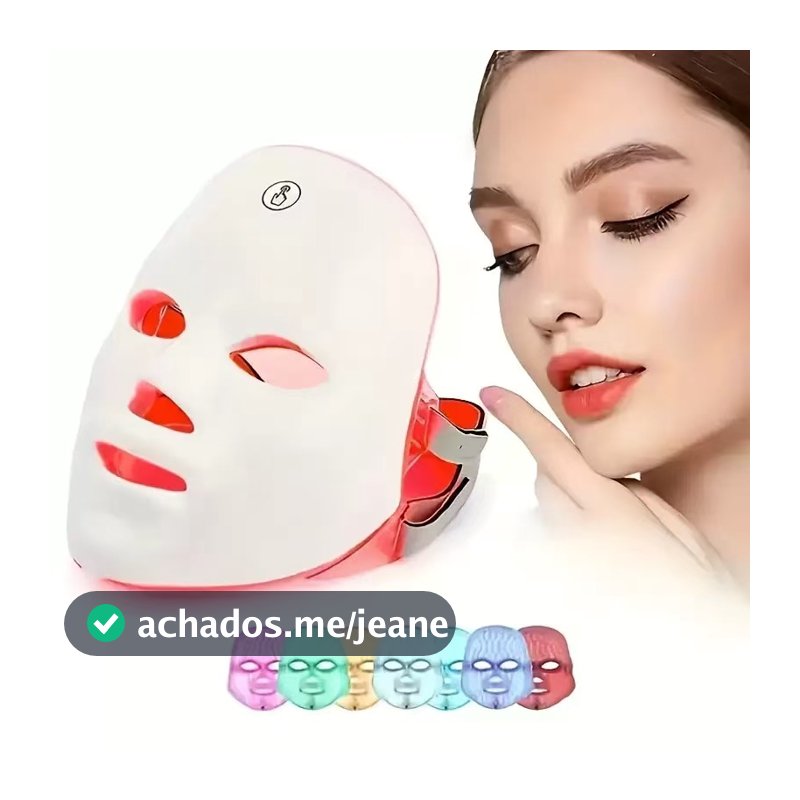 Máscara Facial LED 7 Cores Profissiona , Controla Acne e Reduz Poros para Tratamento Facial