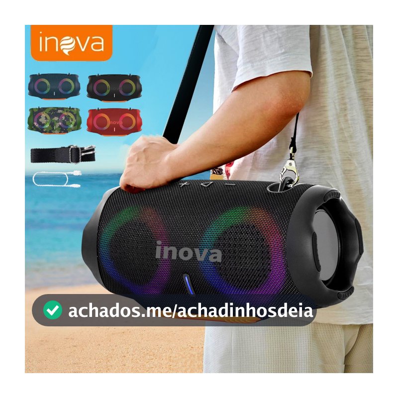 Inova caixa de som bluetooth tws Luz RGB Xtreme 4 Pen Drive FM Tipo-C Resistente A Água IPX6 Caixinha de Som Boombox