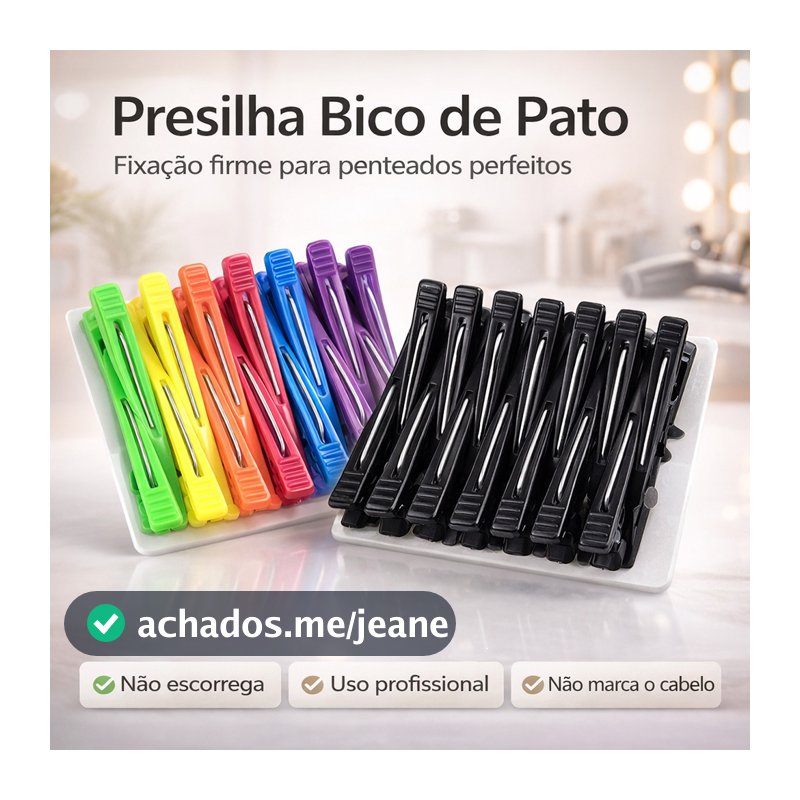Kit até 60 Presilha Jacaré Bico De Pato Profissional Para Cabelo Prendedor Plastico Resistente