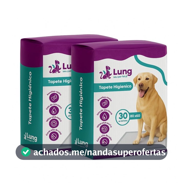 Kit 2 Tapete Higienico 80x60cm 30 Unidades Econômico p/ Cachorro Pet com Adesivo Borda Verde Gel Absorvente