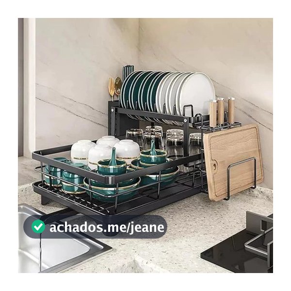 Escorredor de Louças Rack Aço Carbono Organizador Cor Preto
