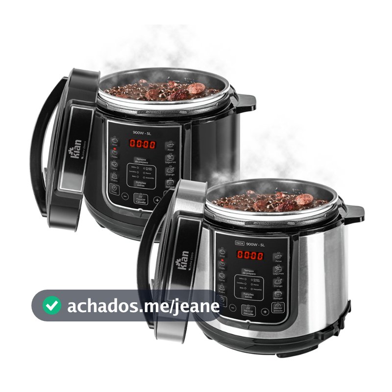 Panela de Pressão Elétrica Digital 5/6 litros Preta ou Inox - kian