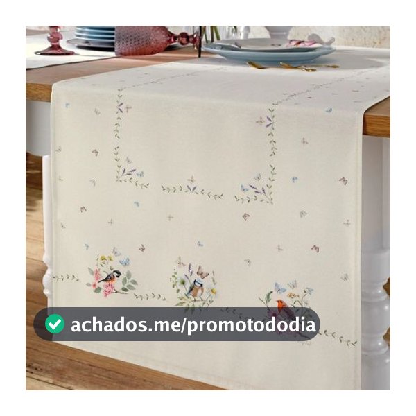 Trilho Caminho de Mesa Dohler Algodão Passaros Chic elegante tecido Floral 1.60x0.45 impermeável