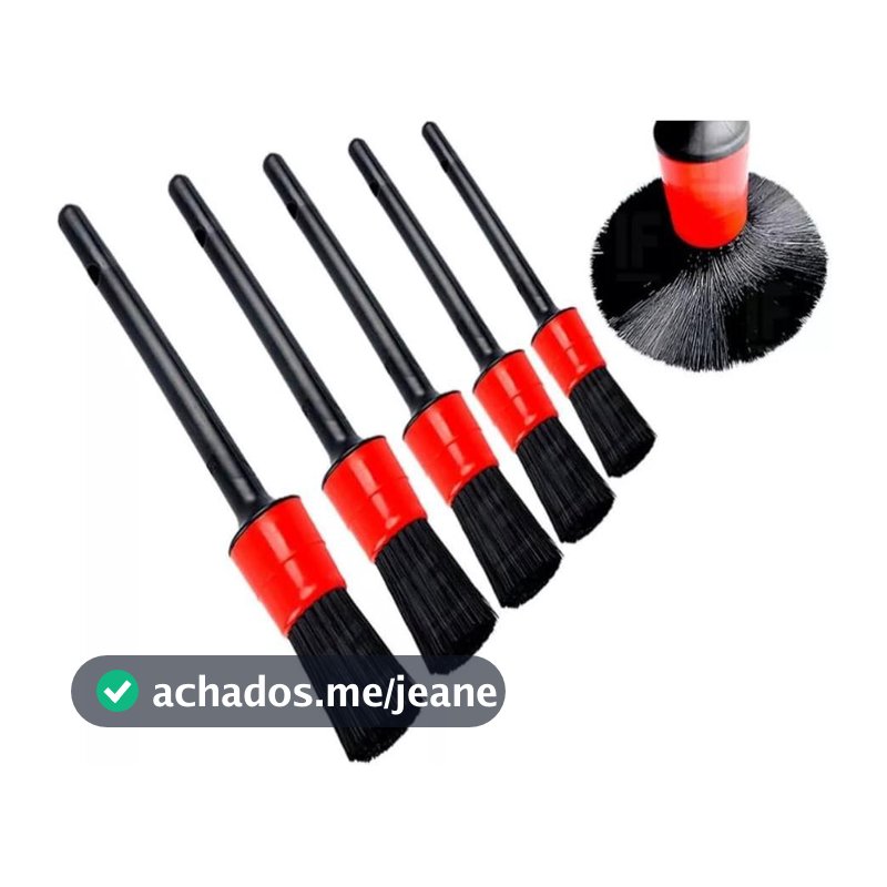 Kit De Pincéis 5 Para Detalhamento Estética Automotiva Limpeza Carros Motos Geral