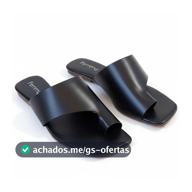 Sandália Flat Rasteira Mula Manca, Confortável Casual Feminina - Rasteirinha com Bico quadrado Femmy 350 - Do 34 ao 40