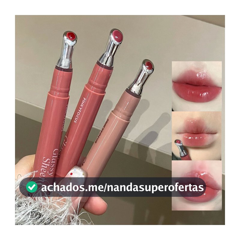 PINKYFOCUS Brilho Labial Gelado - Longa Hidratação, Não Pegajoso, Não Desbota, Brilho Aquoso para Lábios Volumosos