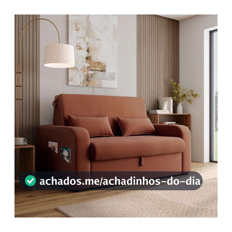 Sofá Cama com Baú 2 Lugares 140cm Lady Day Ferrugem Matrix