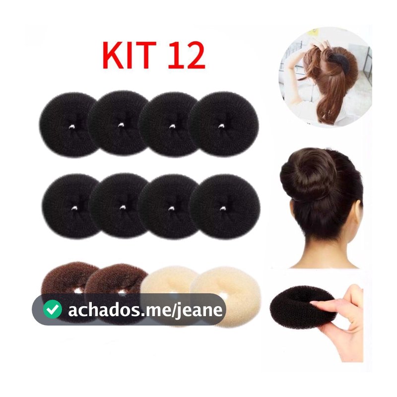 Kit 12 Acessórios Para Cabelo Mulheres Rosquinha Mágica Modeladora Para Fazer Coque