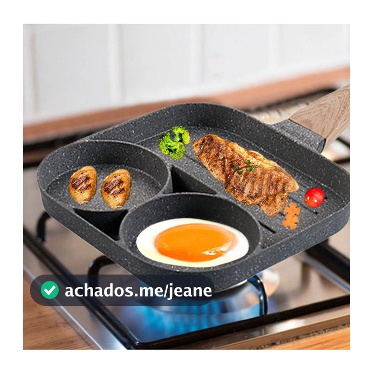 Frigideira 3 em 1 Antiaderente – Cozinha Fácil para Ovos, Carnes e Bacon