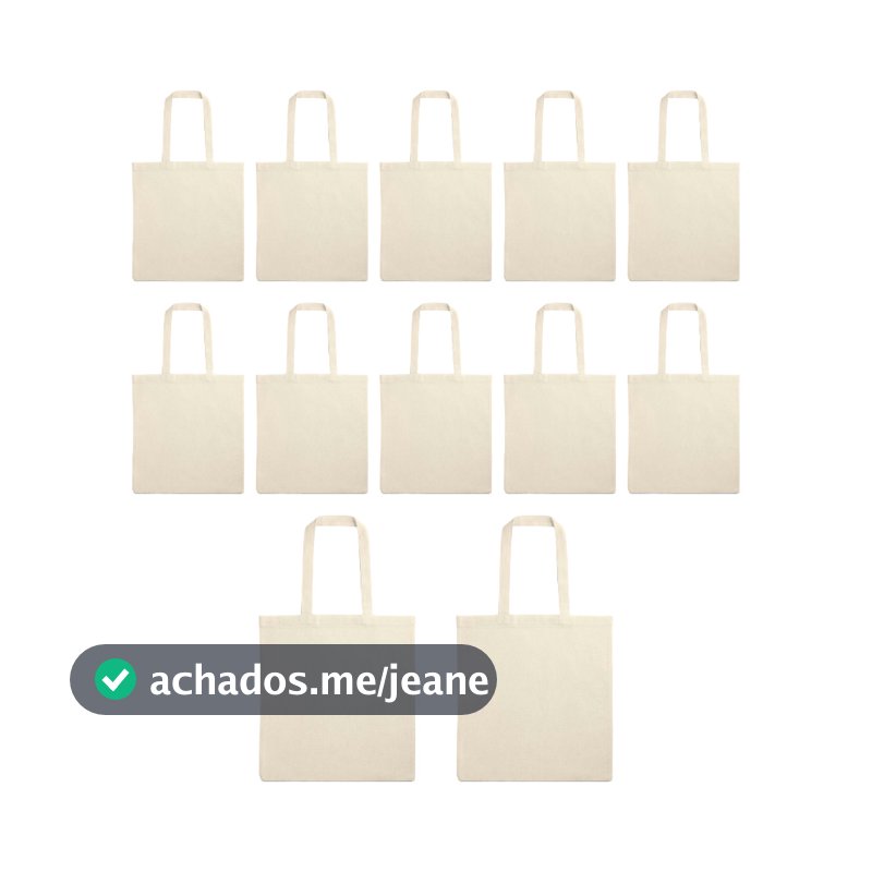Kit 12 Ecobag Bolsa Sacola Lisa Sustentável 37 x 41 cm Dia a Dia Feira Mercado Pronta Entrega