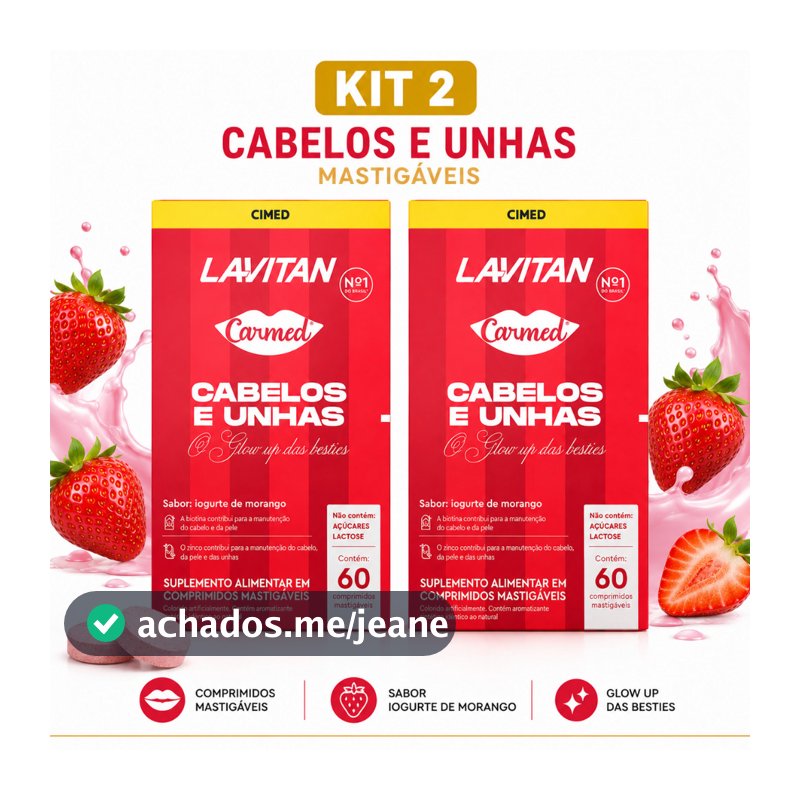 Lavitan Carmed Cabelos E Unhas 60cps | Força E Cresc - Kit com 2 Unidades