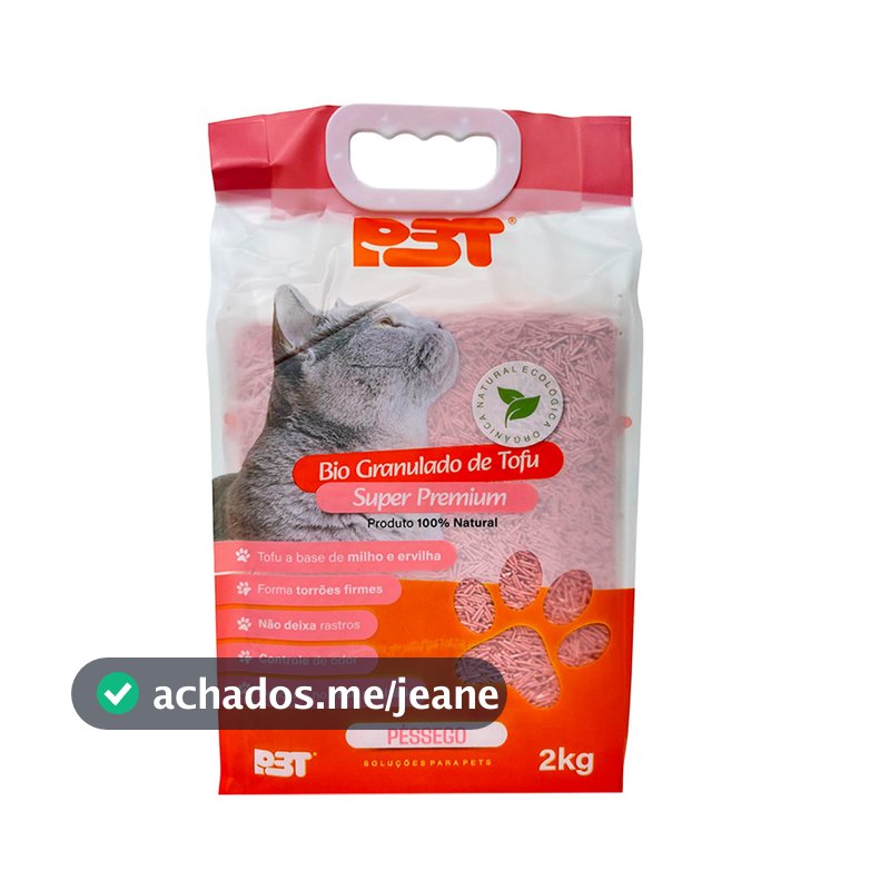 Granulado Biodegradável De Tofu Areia Banheiro  Sanitário de Gato 2kg PÊSSEGO P3T