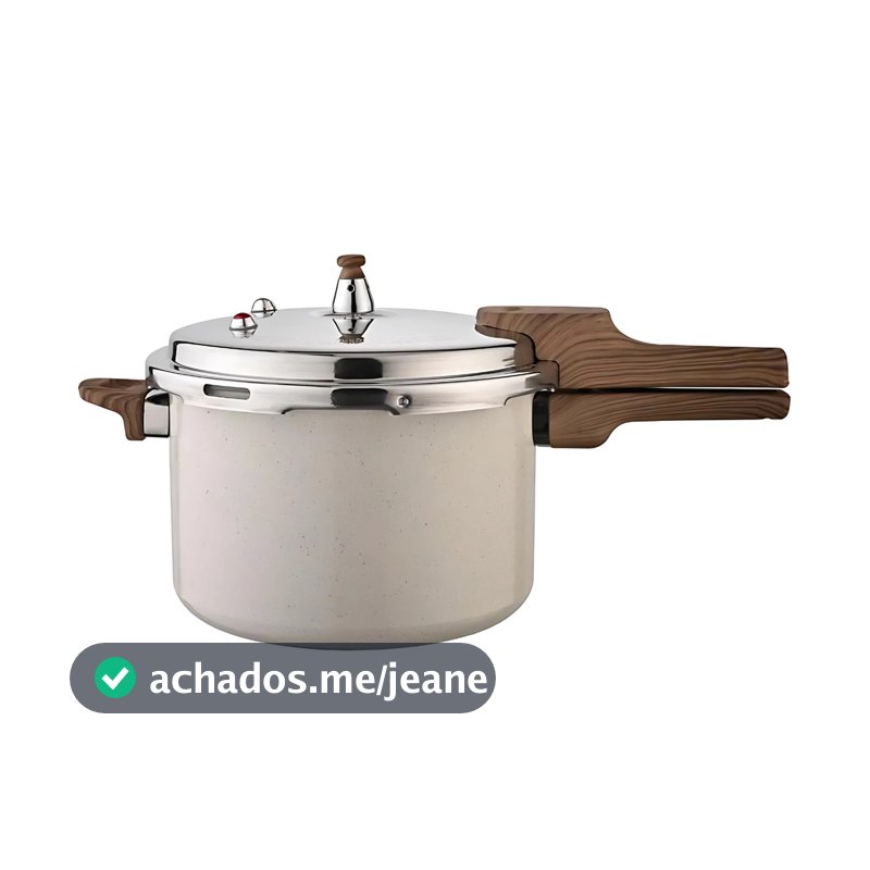 Panela de Pressão Antiaderente Cerâmico 6,8 Litros Indução Marmol Grande Fechamento Externo