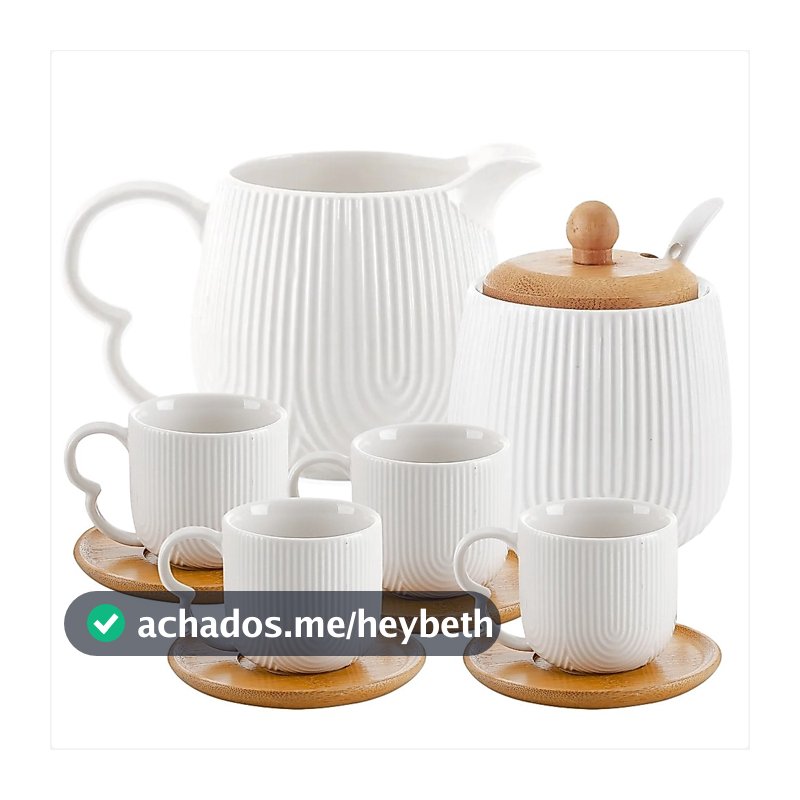 Conjunto de Xicaras Oásis Branco 90ml Com Açucareiro e Cremeira Em Cerâmica Cantinho do Café