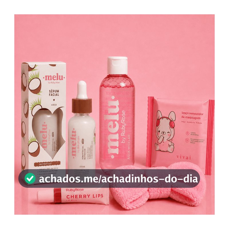 Kit Skincare Ruby Rose Melu + Faixa + Lenço Removedor | Completo, Compacto e Ideal para Bolsa