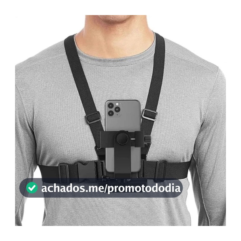 Suporte de peito ajustável para telefones celulares e câmeras GoPro para peito de motocicleta e bicicleta