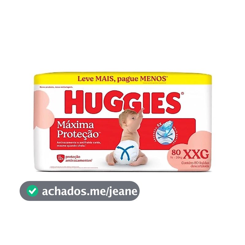 Fralda Descartável Infantil Huggies Máxima Proteção XXG Pacote 80 Unidades Leve Mais Pague Menos
