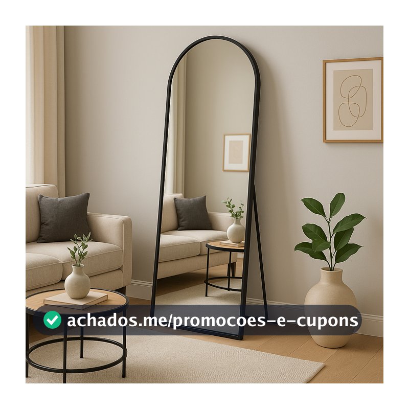 Espelho Corpo Inteiro 40cm x 110cm Grande De Chão Portal Moldura Couro Decoração Sala Loja Closet