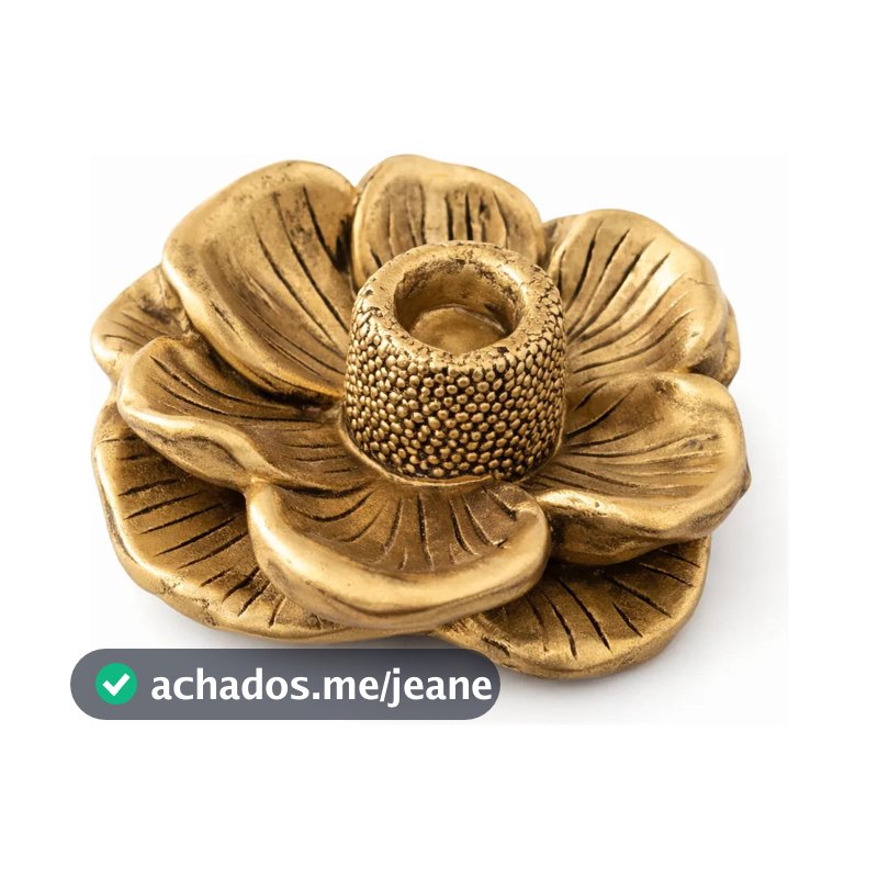 Castiçal Porta Vela Flor Dourada Decorativa Em Gesso