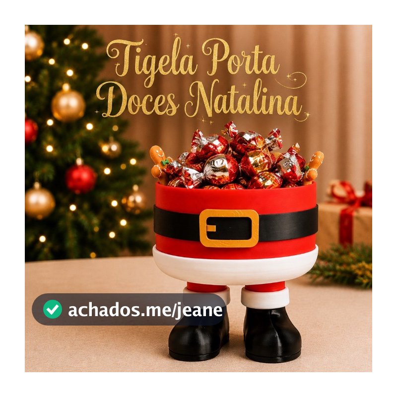 Bomboniere Decoração Enfeite Natal Tigela Porta Doces Natalina Papai Noel Porta Balas, Bombons e Cookies para Mesa