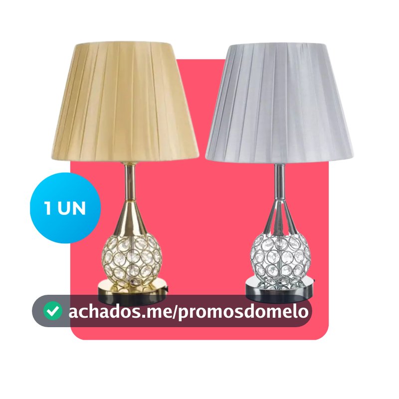 Abajur Luminaria Decorativo Quarto Sala Criado Mudo Cristal Com Led 42cm