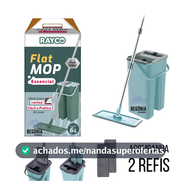 Mop Limpeza Profissional Mop Flat Rodo de Limpeza Esfregão Limpeza Mobi Com 2 Refis