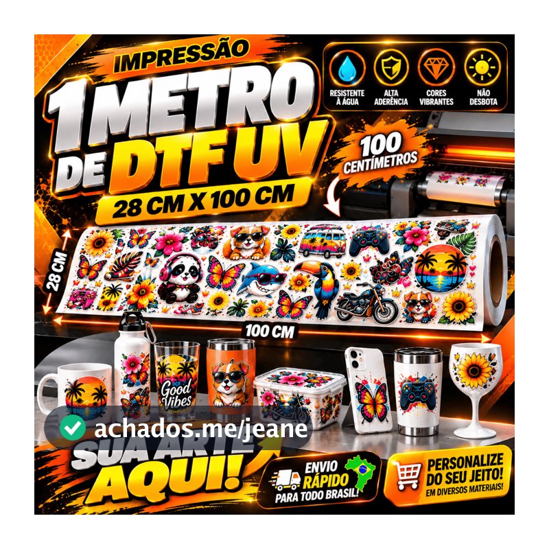ADESIVO DTF UV METRO -  ENVIO EM 24 HORAS