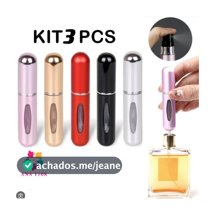 ANA 1108 KIT 3 Pcs Porta Perfume Recarregavel Portatil Spray 5ml