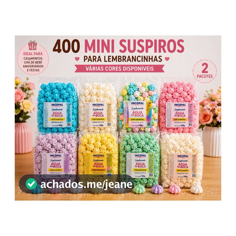 400 Mini Suspiros para Lembrancinhas Artesanais | Casamento, Chá de Bebê e Festa Infantil – 2 Pacotes