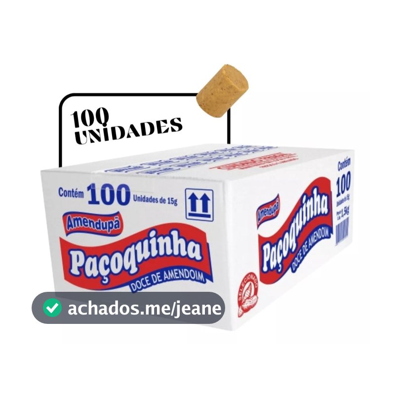 Paçoca Amendupã Caixa Com 100unidades 1,5kg - Rolha Embrulhada Individual
