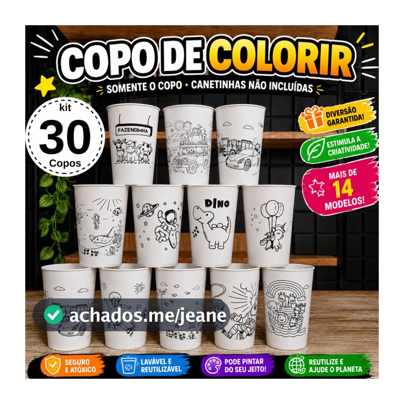 Lembrancinhas de Aniversário Infantil Kit 30 Copos Personalizado Para Festa de Aniversários Criança