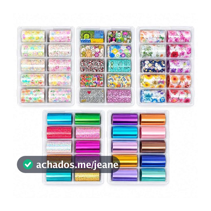 Kit C/10 Rolos De Foils prara Unhas Com Estampas Variadas c&s bazar