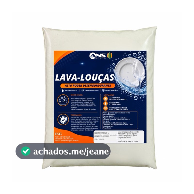 Detergente em pó lava louça com percarbonato 1kg