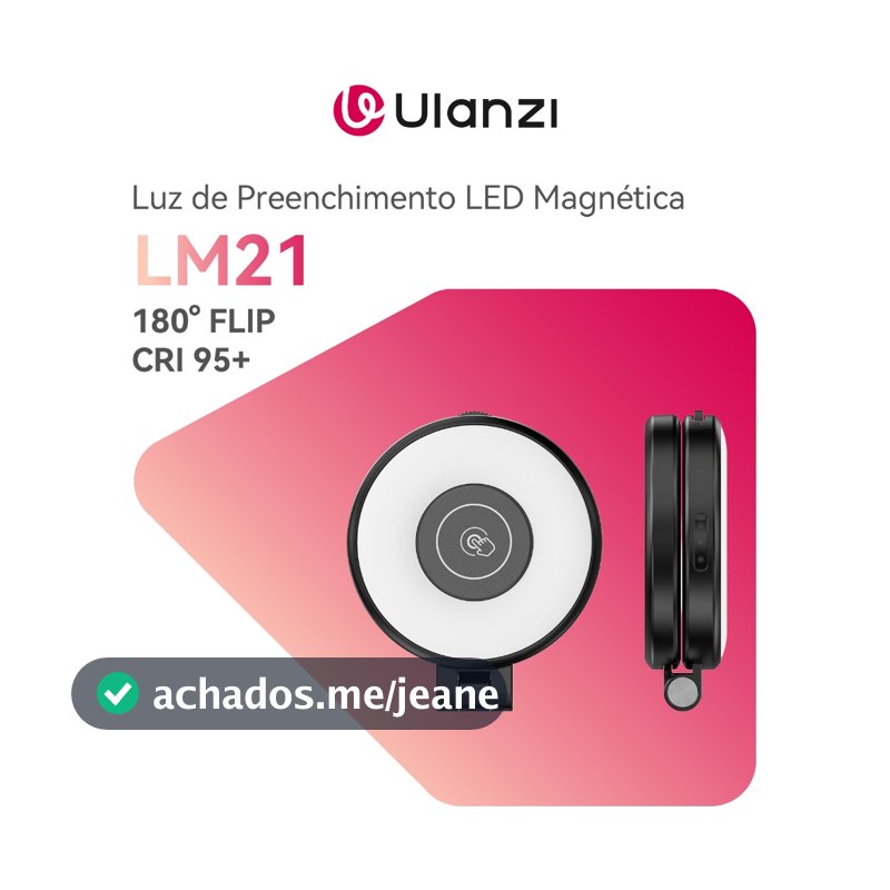 ULANZI LM21 Luz de Preenchimento LED Magnética Portátil, Compatível com MagSafe, Ajuste 180°