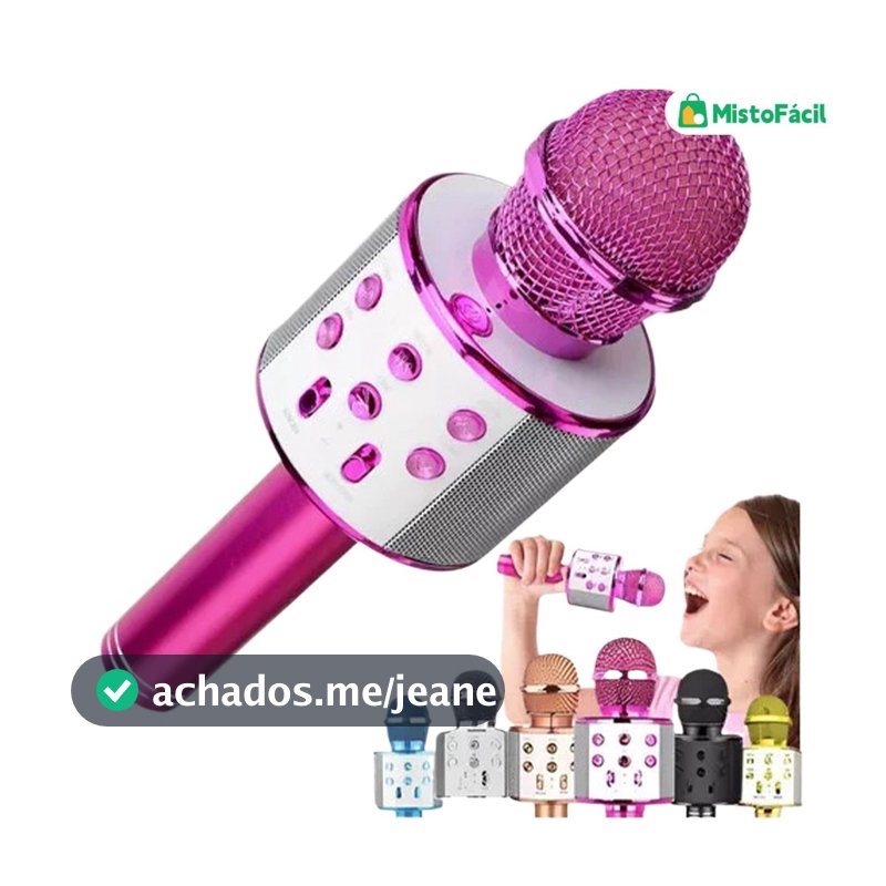 Microfone Infantil Karaokê com Bluetooth Efeito Voz Divertido Recarregável