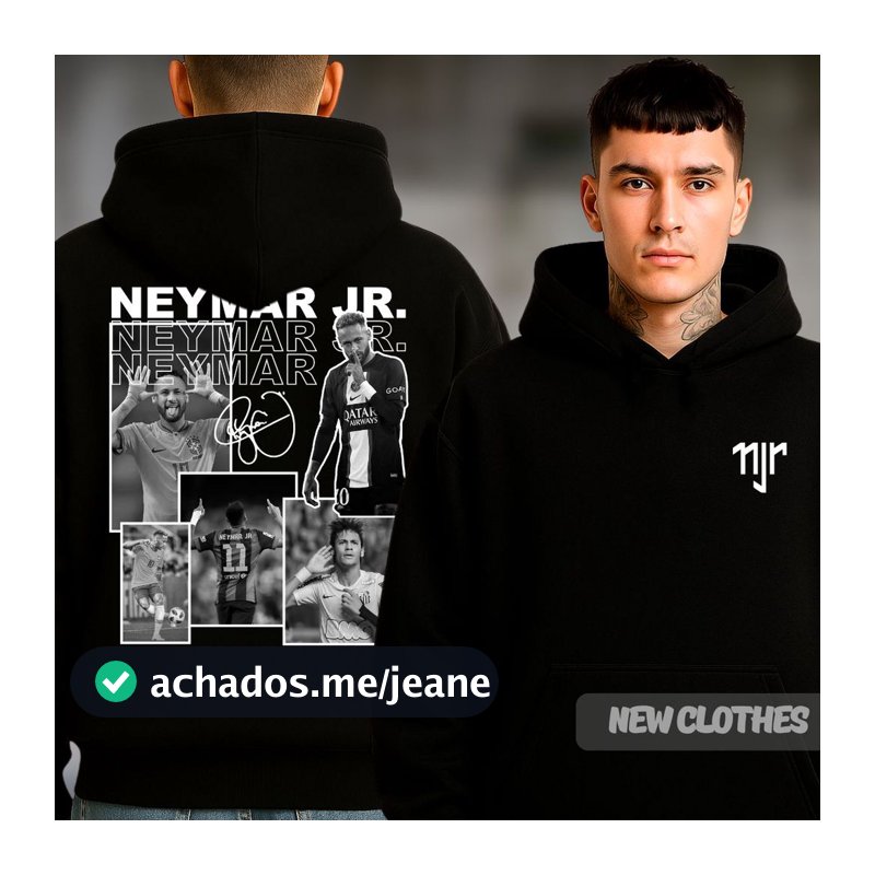 Moletom Canguru Neymar Junior Futebol Jogador Seleção Brasileirão Goat Ídolo Brasil