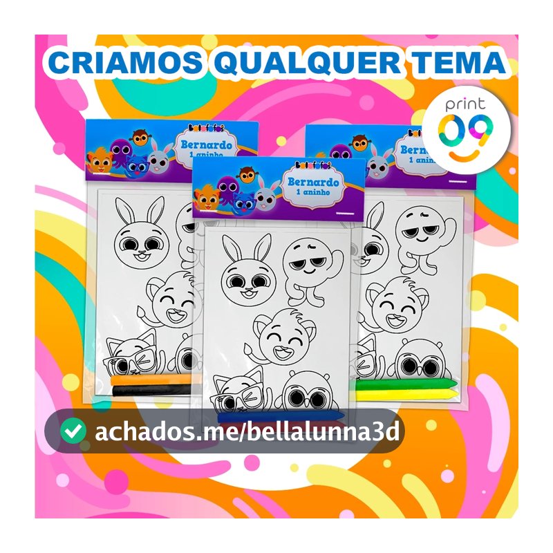 Kit Colorir Festa Surpresa Aniversário Infantil Bolofofos Ou Outros Temas
