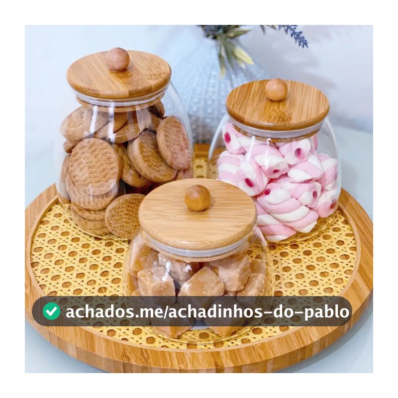 Kit Potes porta tempero vidro hermético cozinha BOLINHA TRANSPARENTE com tampa de bambu para mantimentos PMG
