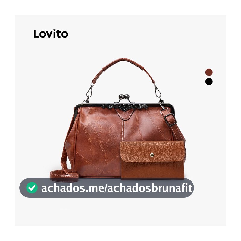 Lovito Elegante bolsa de clipe simples retrô para viagem de negócios pu brilhante para mulheres LFA53131