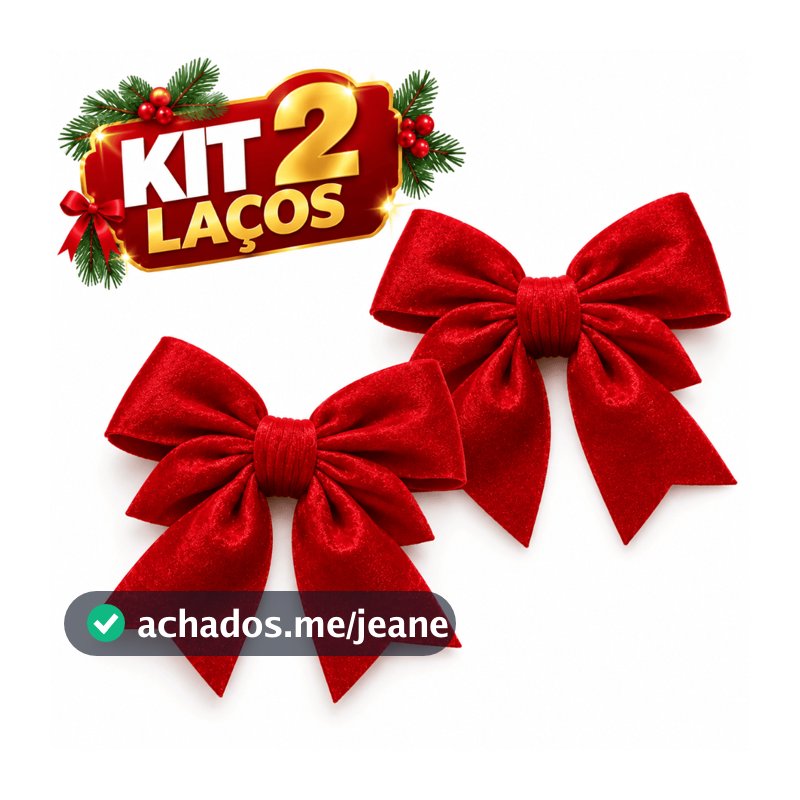 KIT 2 LaçoS Vermelho Veludo para Árvore de Natal Enfeite Natalino Decoração Elegante Luxo