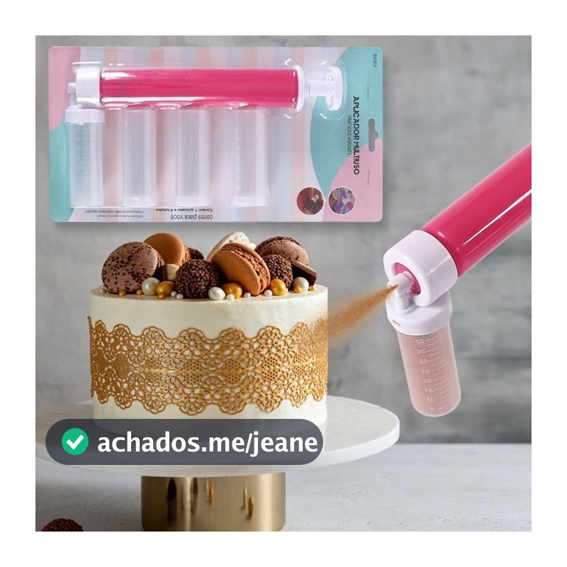 Pulverizador Bombinha Para Pó Glitter Rosa Decoração Do Bolo Torta Borrifador Aplicador- confeitaria