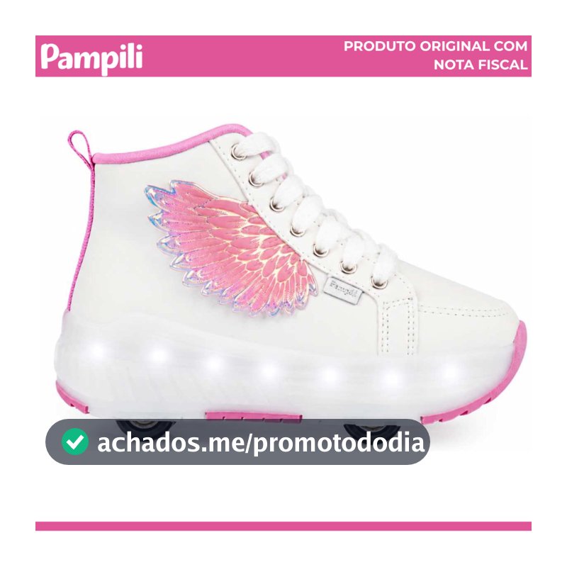 Tênis de Rodinhas Cano Médio Pampili Fly com Led Asas Confortável