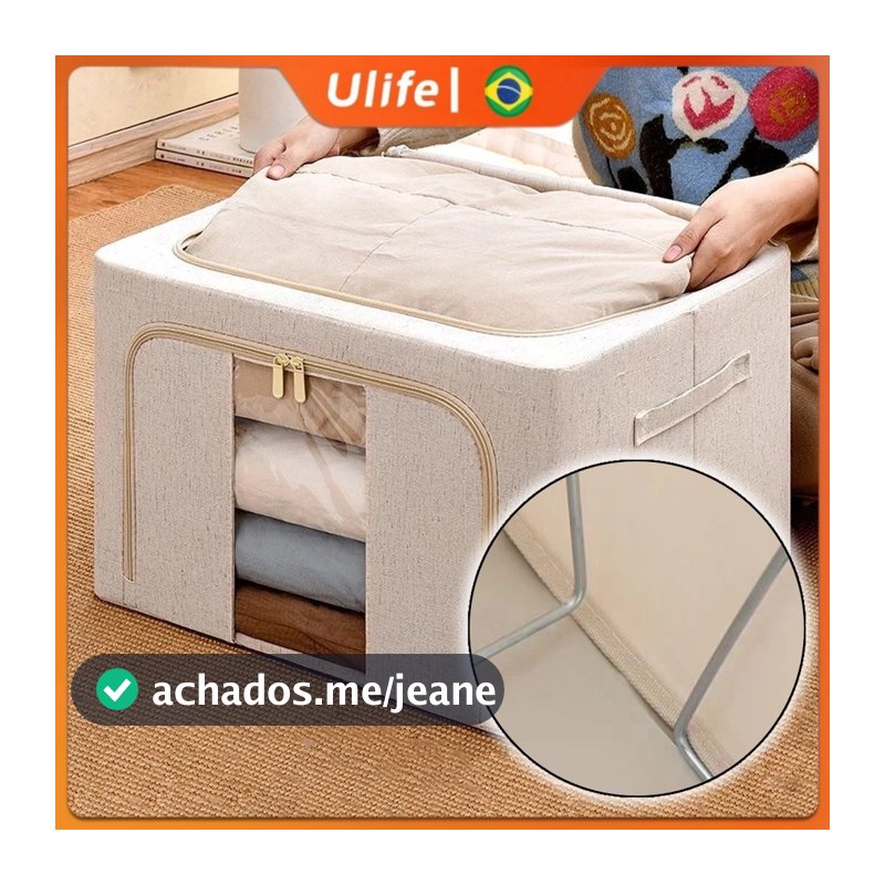 Organizador Multiuso Caixa Organizadora De Guarda Roupa Flexivel Com Ziper 50x40x33cm Grande