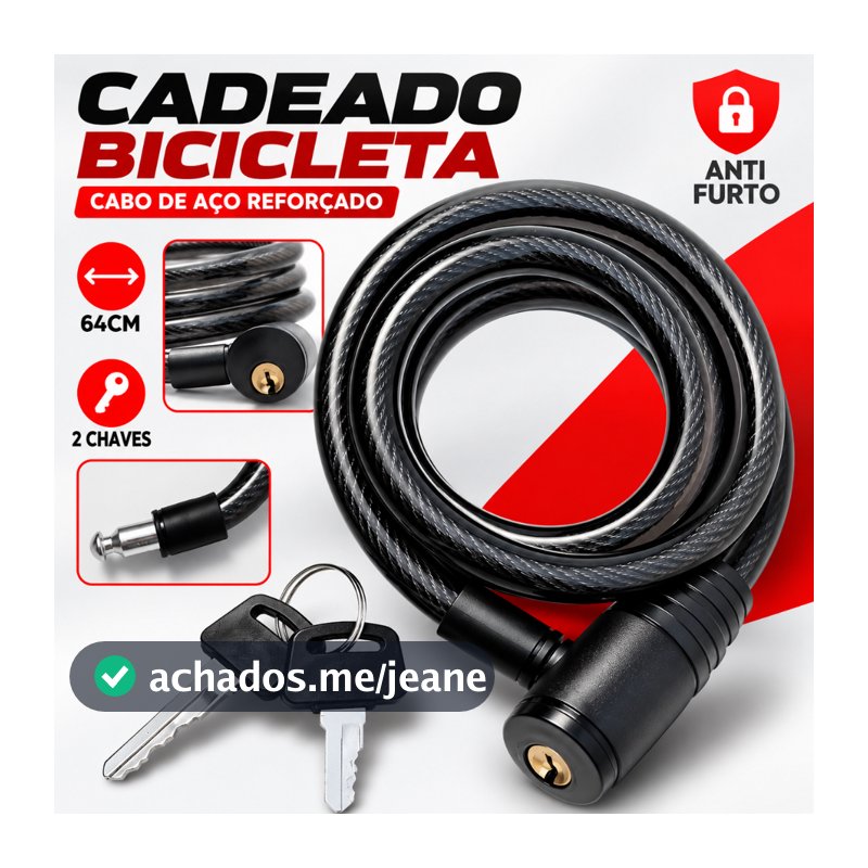 Cadeado Bicicleta Cabo de Aço Reforçado 64cm Trava Segurança Para Bike Moto Anti Roubo