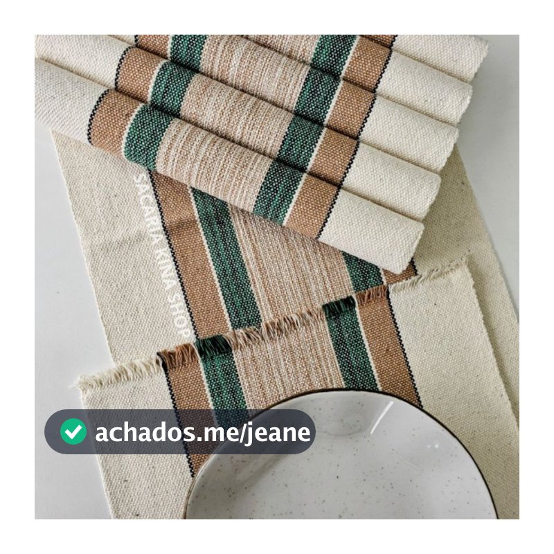 Jogo Americano LUXO 7 peças Tear Artesanal 6 lugares e 1 trilho de mesa